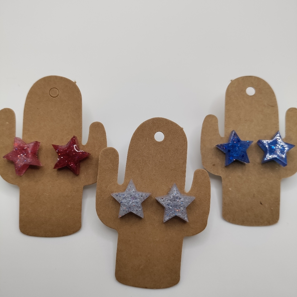 Handmade Patriotic Stars Earring Set
